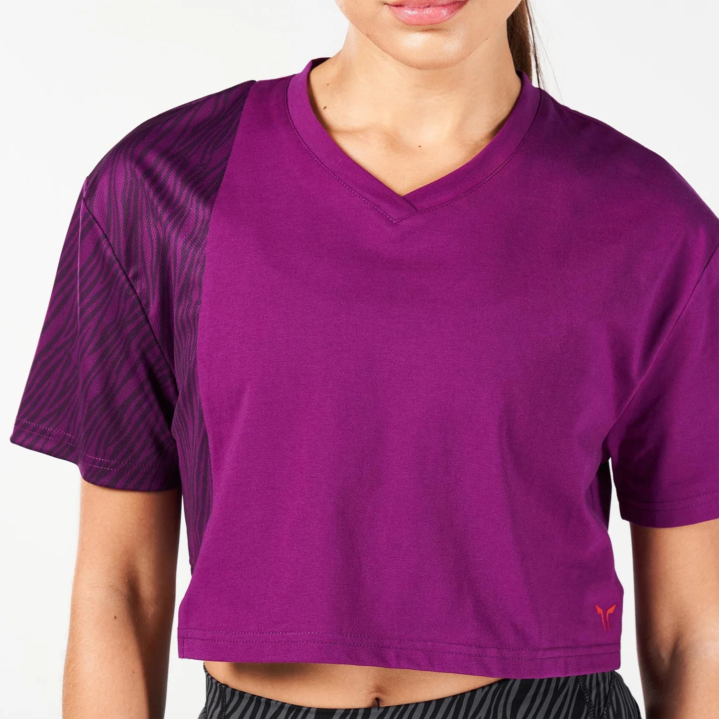 CORE WILD PRINT BOXY TEE DARK PURPLE