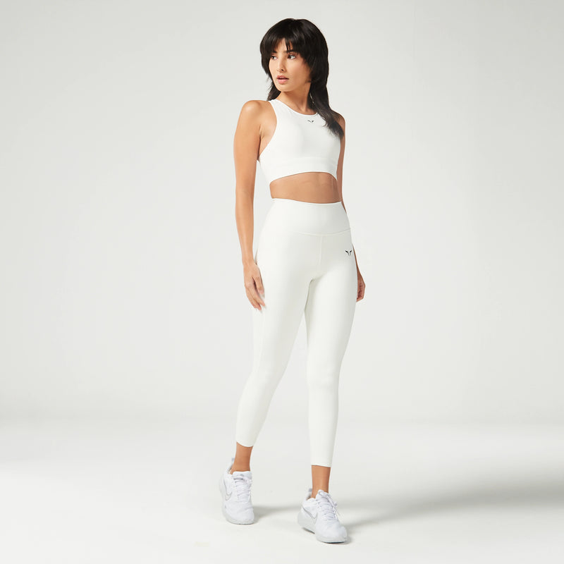 ESSENTIAL CROPPED DOUBLE LAYERED LEGGINGS 24" - PEARL WHITE