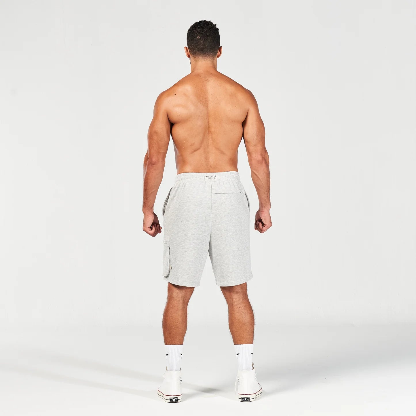 GOLDEN ERA RIPPED SHORTS LIGHT GREY MARL