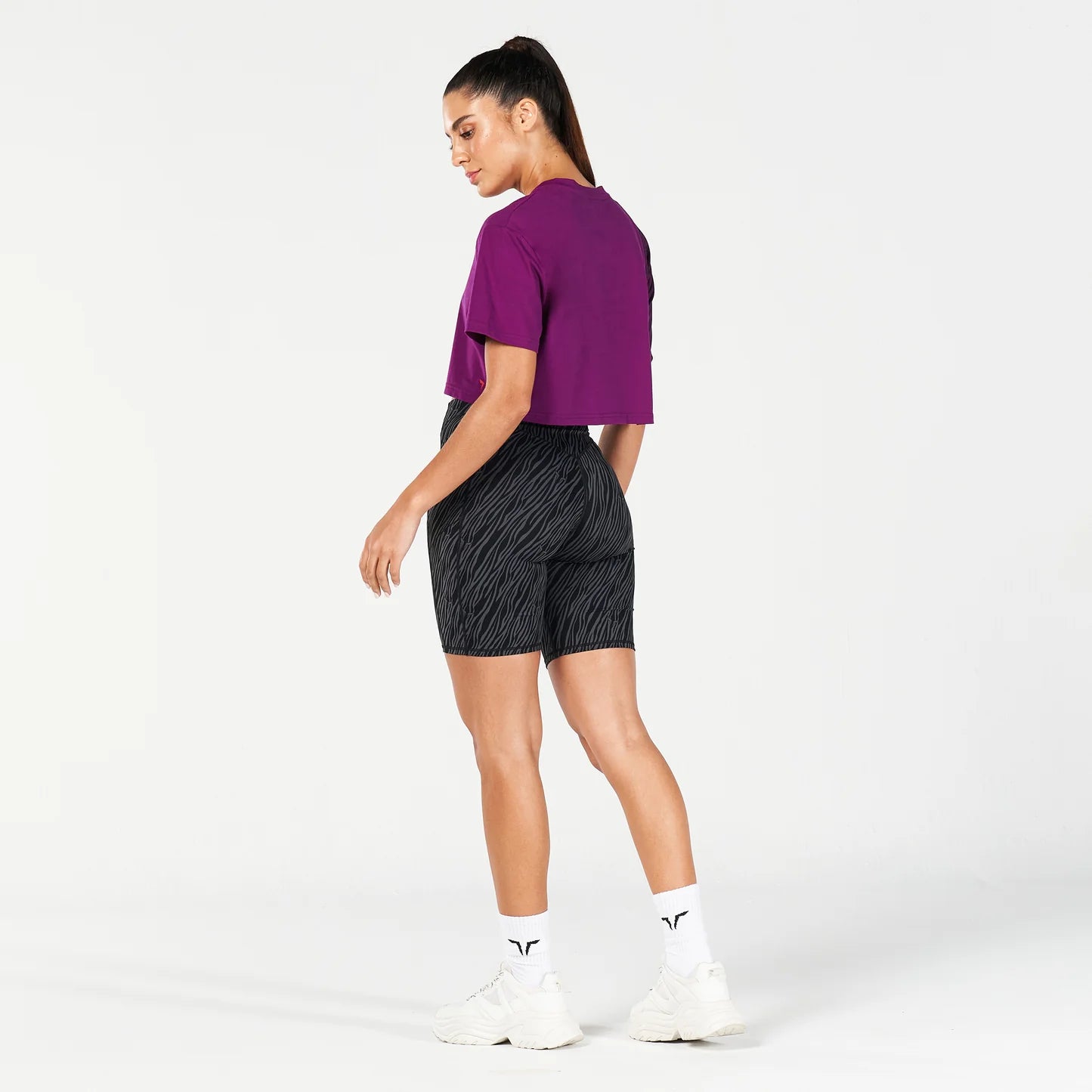 CORE WILD PRINT BOXY TEE DARK PURPLE
