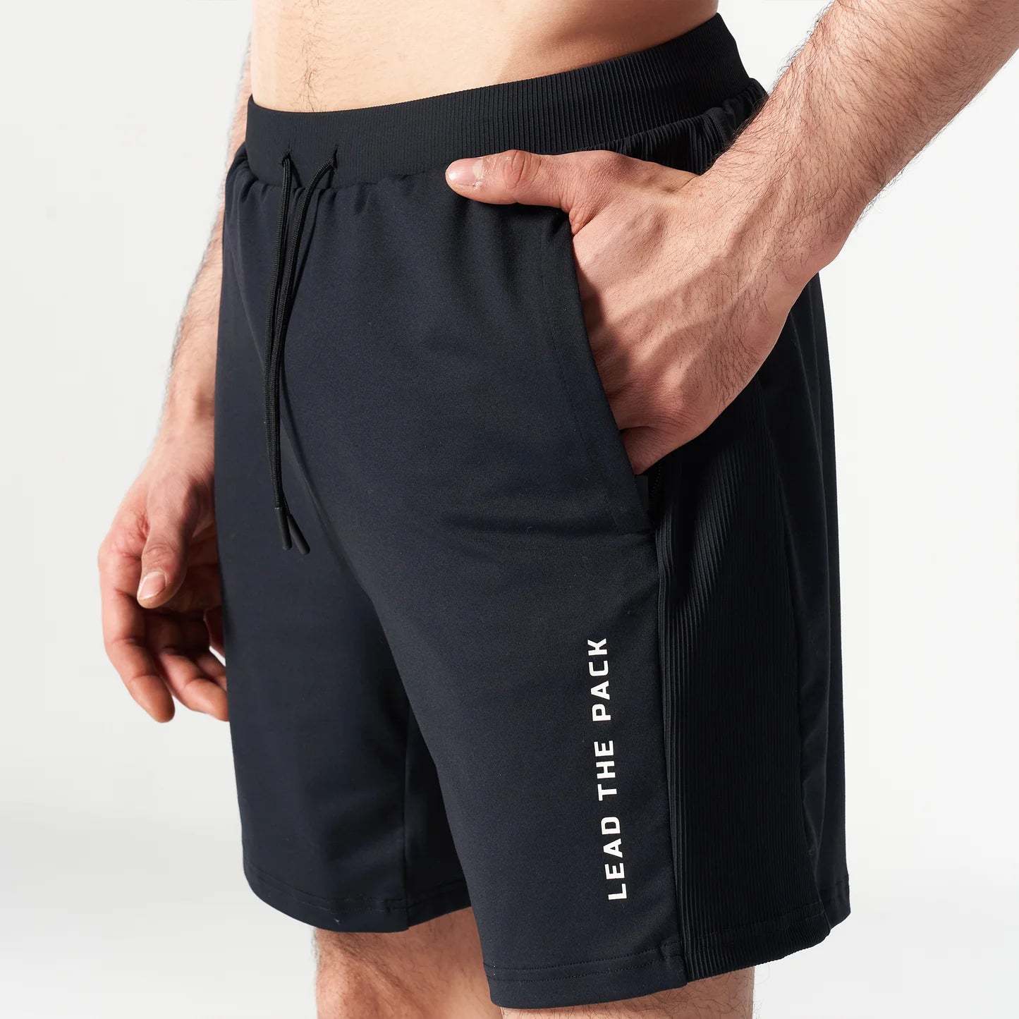 STATEMENT RIBBED FLEX SHORTS BLACK