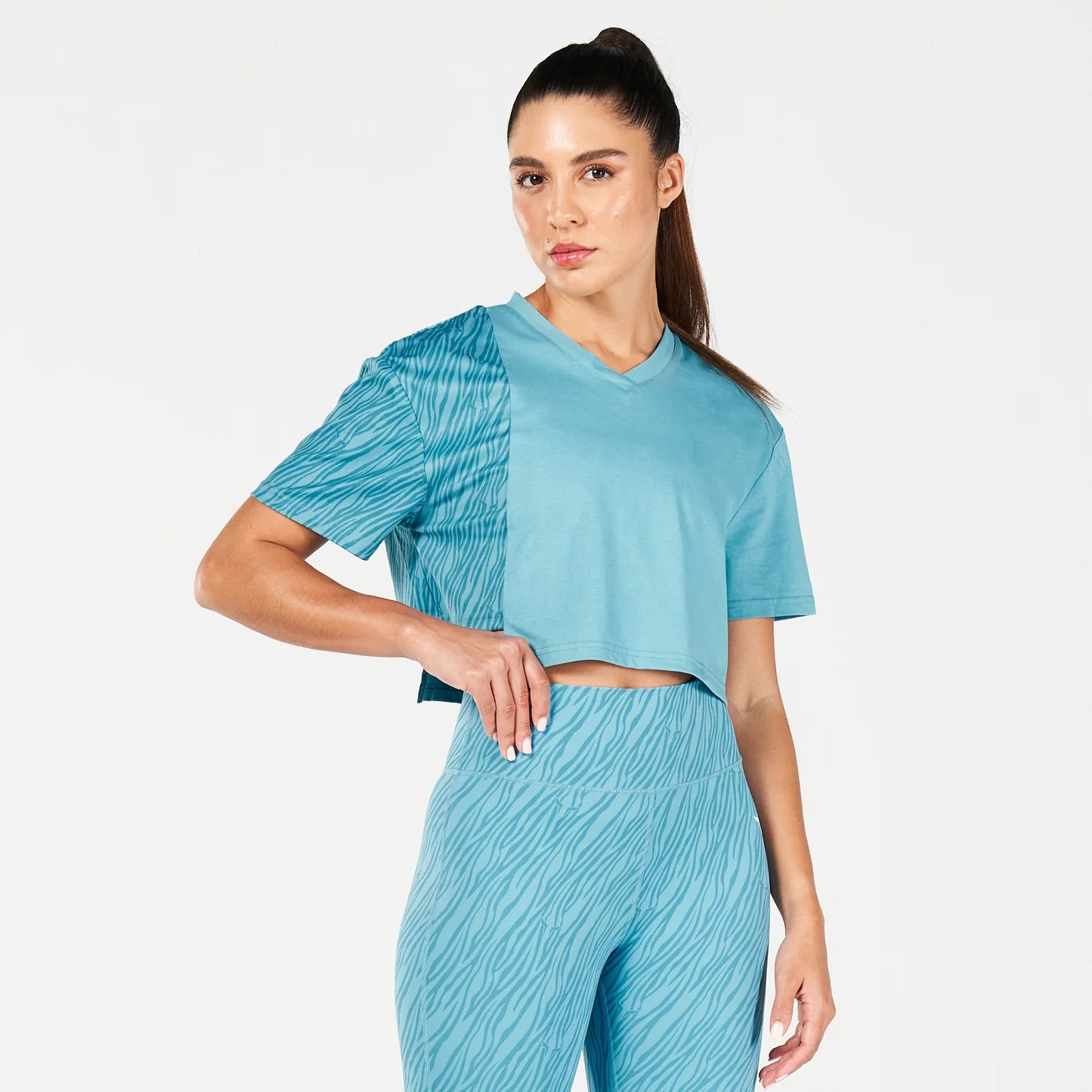 CORE WILD PRINT BOXY TEE DELPH BLUE