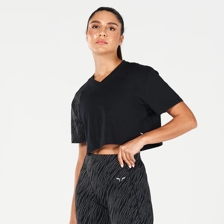 CORE WILD PRINT BOXY TEE BLACK