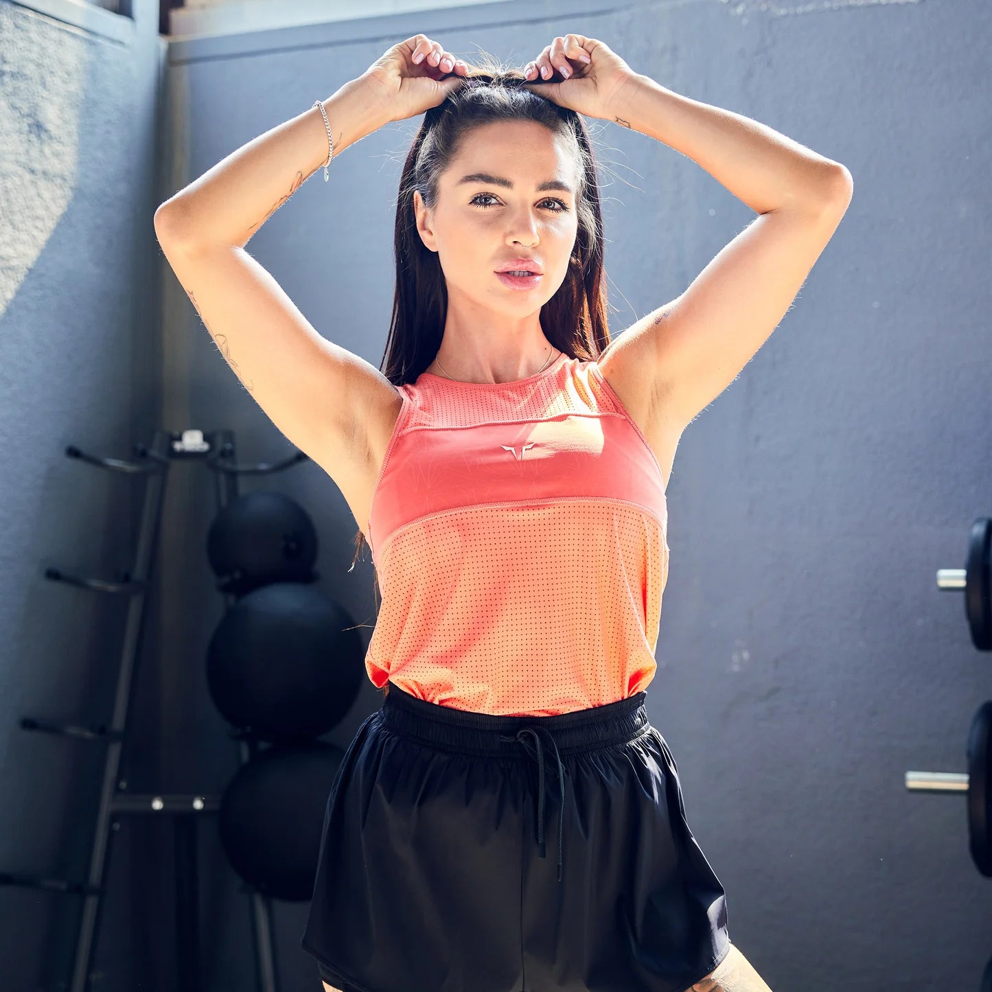 MESH REVERSIBLE TANK HOT CORAL
