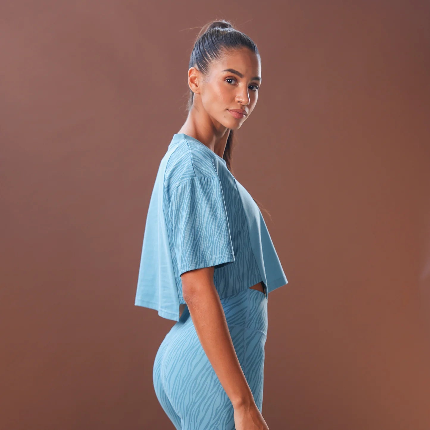 CORE WILD PRINT BOXY TEE DELPH BLUE