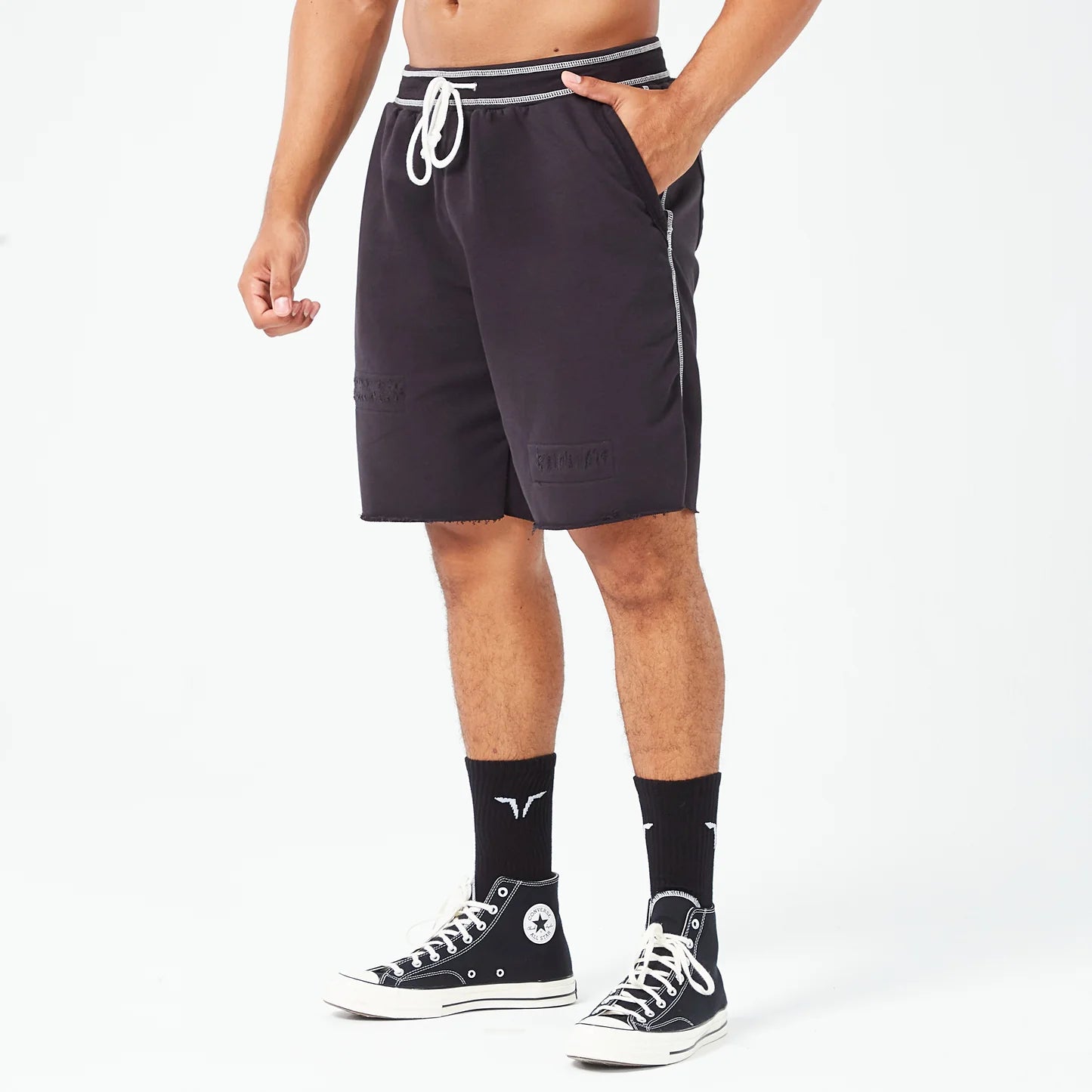 GOLDEN ERA RIPPED SHORTS BLACK