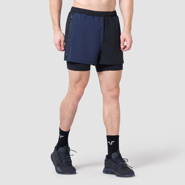 CORE 5" SPLIT 2-IN-1 SHORTS NAVY AND BLACK