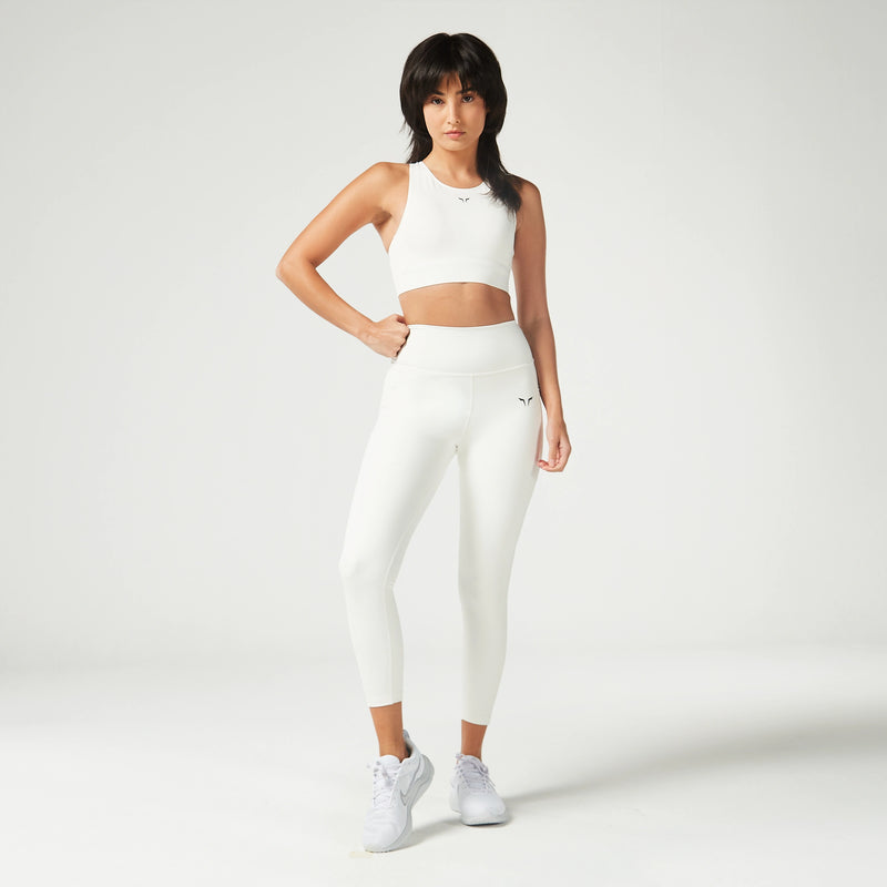 ESSENTIAL CROPPED DOUBLE LAYERED LEGGINGS 24" - PEARL WHITE