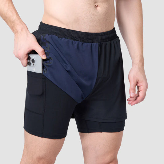 CORE 5" SPLIT 2-IN-1 SHORTS NAVY AND BLACK