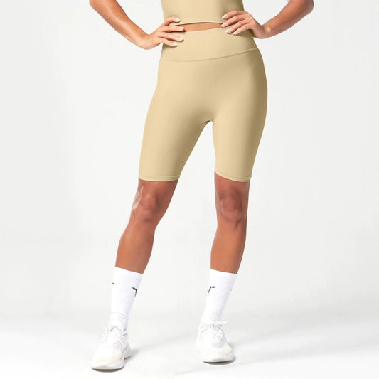 CODE RIBBED BIKER SHORTS SAND