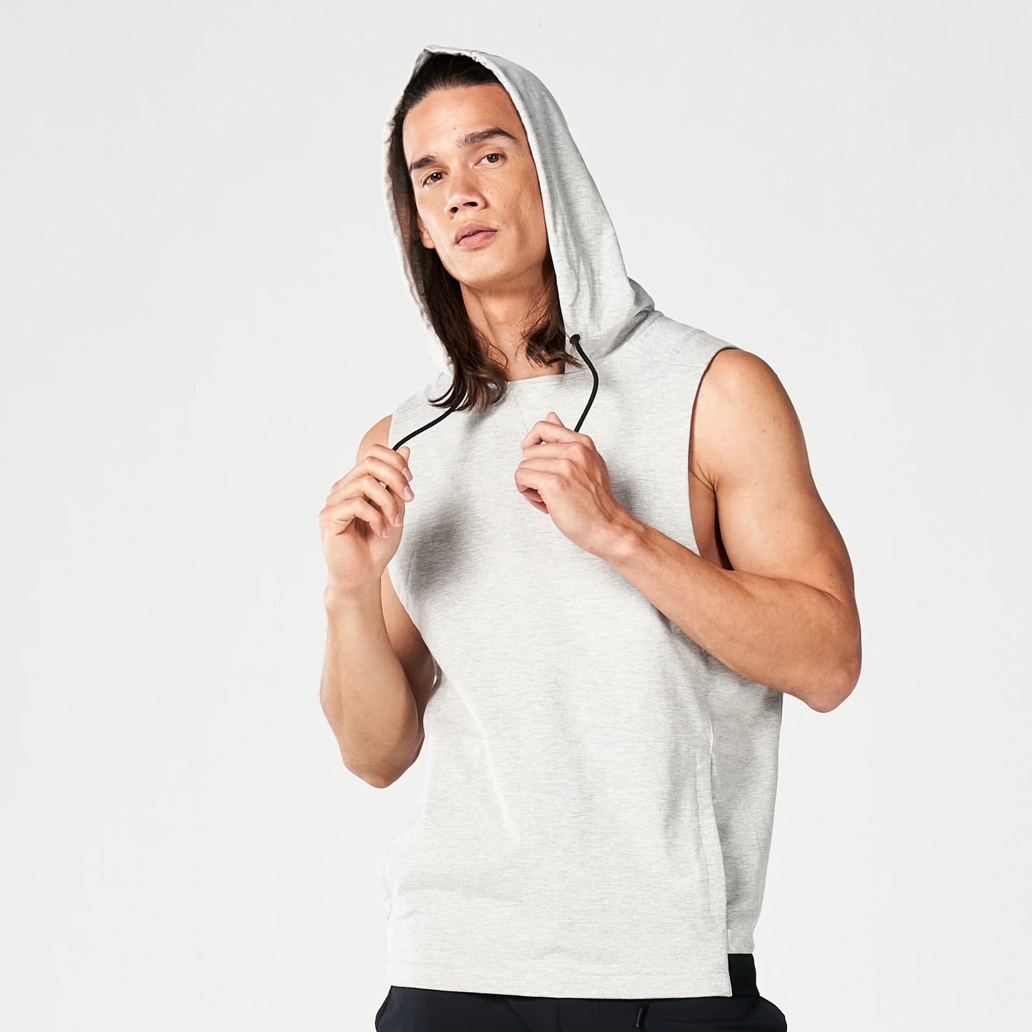 CODE HOODED TANK GREY MARL